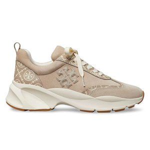 Tory Burch Monogram Good Luck Trainer Sneaker Size 9.5 Beige